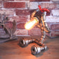 Wrought Iron Robot Table Light with Water Valve Steampunk 1 Bulb Coffee Shop Table Lamp in Silver Clearhalo 'Lamps' 'Table Lamps' Lighting' 1418719