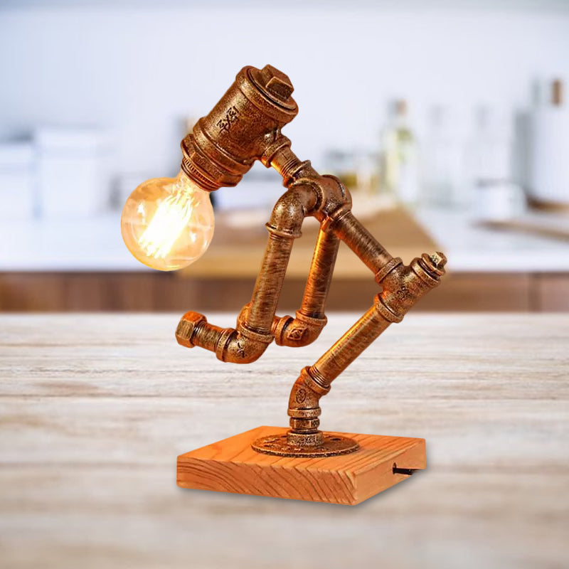 1 Light Table Lighting with Robot Athlete Design Metal Steampunk Style Bedroom Table Lamp in Bronze Clearhalo 'Lamps' 'Table Lamps' Lighting' 1418724