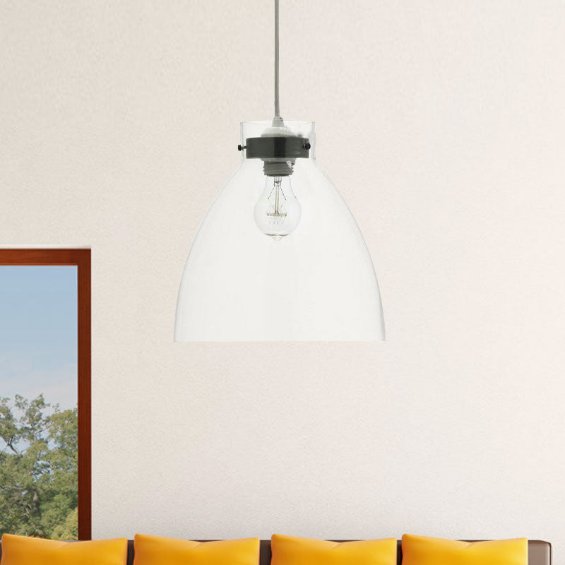 Clear Glass Domed Pendant Light One Head Simple Stylish Hanging Lamp for Dining Room Clearhalo 'Ceiling Lights' 'Glass shade' 'Glass' 'Industrial Pendants' 'Industrial' 'Middle Century Pendants' 'Pendant Lights' 'Pendants' 'Tiffany' Lighting' 1418784