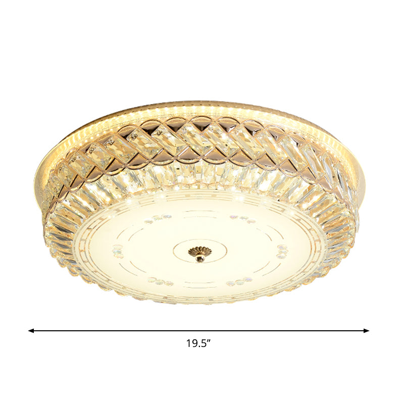 Modern Circular Light Fixture Ceiling Clear Faceted Crystal LED Flush Mount Lamp for Bedroom - Clearhalo - 'Ceiling Lights' - 'Close To Ceiling Lights' - 'Close to ceiling' - 'Flush mount' - Lighting' - 1418858