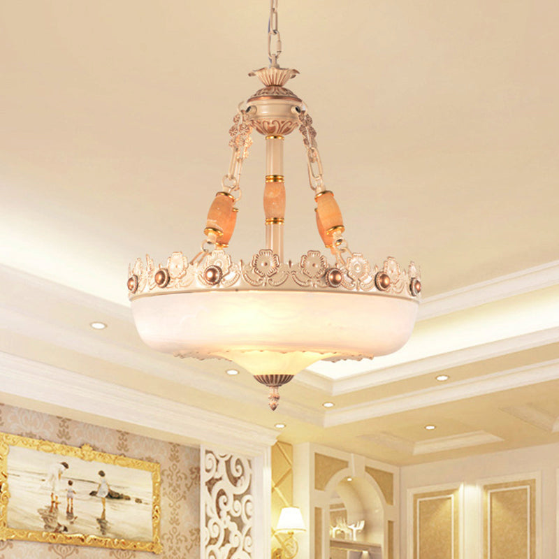 Barn-Like White Glass Pendant Light Classic Single Bulb Bedroom Suspension Lighting Fixture in Beige/Brass, 12"/16"/19.5" W Beige Clearhalo 'Ceiling Lights' 'Glass shade' 'Glass' 'Pendant Lights' 'Pendants' Lighting' 1419047