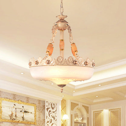 Barn-Like White Glass Pendant Light Classic Single Bulb Bedroom Suspension Lighting Fixture in Beige/Brass, 12"/16"/19.5" W Beige Clearhalo 'Ceiling Lights' 'Glass shade' 'Glass' 'Pendant Lights' 'Pendants' Lighting' 1419047