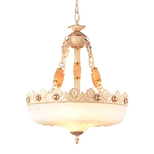 Barn-Like White Glass Pendant Light Classic Single Bulb Bedroom Suspension Lighting Fixture in Beige/Brass, 12"/16"/19.5" W Clearhalo 'Ceiling Lights' 'Glass shade' 'Glass' 'Pendant Lights' 'Pendants' Lighting' 1419049
