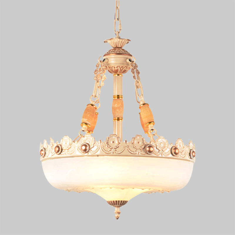 Barn-Like White Glass Pendant Light Classic Single Bulb Bedroom Suspension Lighting Fixture in Beige/Brass, 12"/16"/19.5" W Clearhalo 'Ceiling Lights' 'Glass shade' 'Glass' 'Pendant Lights' 'Pendants' Lighting' 1419050