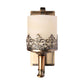 Antiqued Cylinder Wall Light Single Bulb White Glass Etching Wall Lighting Fixture in Gold Clearhalo 'Wall Lamps & Sconces' 'Wall Lights' Lighting' 1419088