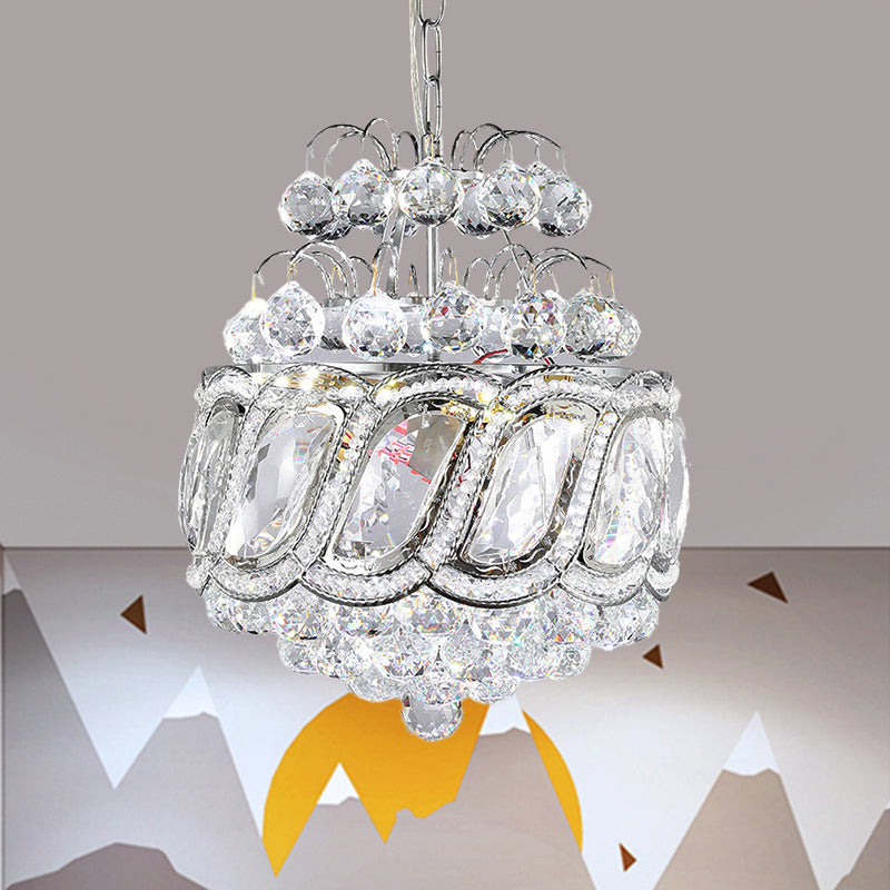 Clear Crystal Orbs Cascade Suspension Pendant Contemporary 3 Bulbs Hallway Chandelier Lighting in Silver with Drop/Leaf Design Clear B Clearhalo 'Ceiling Lights' 'Chandeliers' 'Clear' 'Industrial' 'Modern Chandeliers' 'Modern' 'Tiffany' 'Traditional Chandeliers' Lighting' 1419109