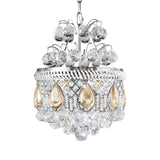 Clear Crystal Orbs Cascade Suspension Pendant Contemporary 3 Bulbs Hallway Chandelier Lighting in Silver with Drop/Leaf Design Clearhalo 'Ceiling Lights' 'Chandeliers' 'Clear' 'Industrial' 'Modern Chandeliers' 'Modern' 'Tiffany' 'Traditional Chandeliers' Lighting' 1419115