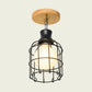 1 Bulb Wire Cage Semi-Flush Ceiling Fixture Industrial Loft Black Metallic Rotatable Ceiling Mounted Fixture, 4"/5.5" Dia Clearhalo 'Ceiling Lights' 'Close To Ceiling Lights' 'Close to ceiling' 'Semi-flushmount' Lighting' 1419360