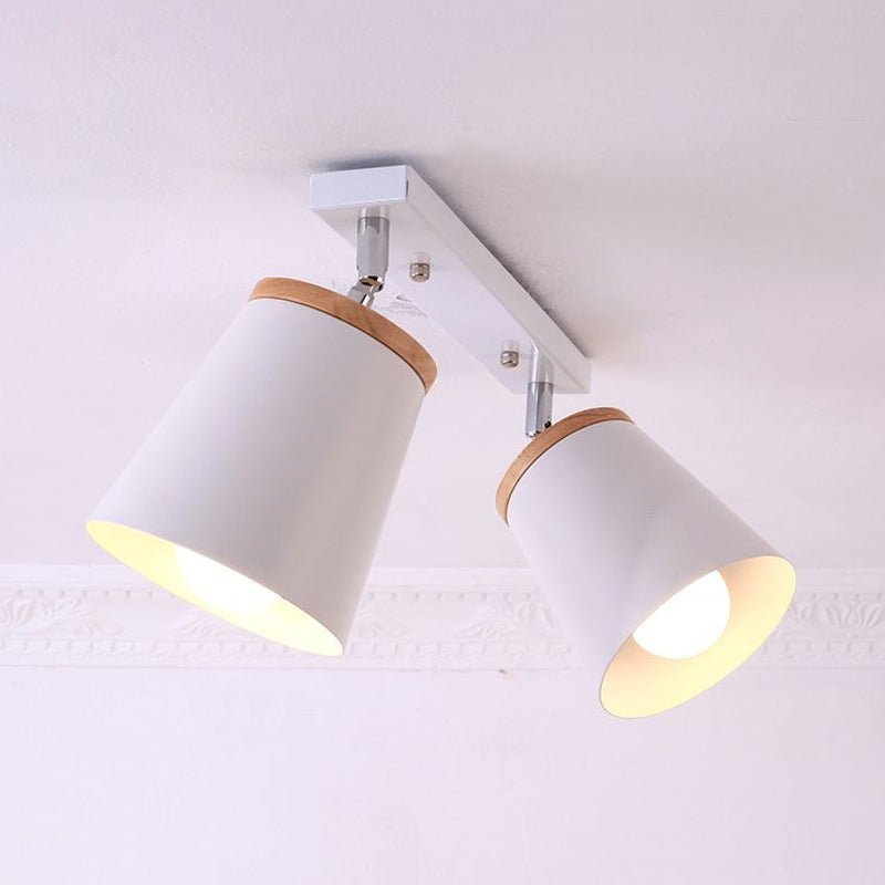 1/2/3-Bulb Semi Flush Light Modernism Tapered Shade Metal Rotatable Semi Flush Mount Light in White for Living Room Clearhalo 'Ceiling Lights' 'Close To Ceiling Lights' 'Close to ceiling' 'Semi-flushmount' Lighting' 1419367