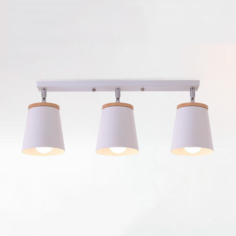 1/2/3-Bulb Semi Flush Light Modernism Tapered Shade Metal Rotatable Semi Flush Mount Light in White for Living Room Clearhalo 'Ceiling Lights' 'Close To Ceiling Lights' 'Close to ceiling' 'Semi-flushmount' Lighting' 1419368