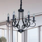 Vintage Style Exposed Chandelier Light with Candle 6/8 Heads Iron Hanging Ceiling Light in Black Clearhalo 'Cast Iron' 'Ceiling Lights' 'Chandeliers' 'Industrial Chandeliers' 'Industrial' 'Metal' 'Middle Century Chandeliers' 'Rustic Chandeliers' 'Tiffany' Lighting' 1419446