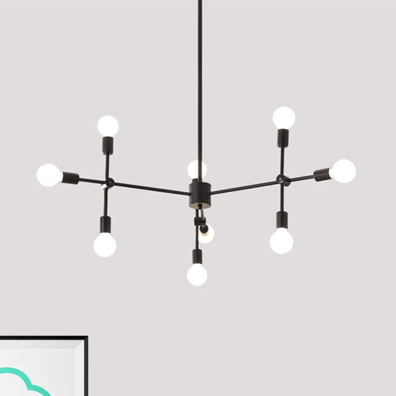 Open Bulb Dining Room Chandelier Lamp Industrial Metal 9/12 Lights Black/Brass Pendant Lighting Clearhalo 'Cast Iron' 'Ceiling Lights' 'Chandeliers' 'Industrial Chandeliers' 'Industrial' 'Metal' 'Middle Century Chandeliers' 'Rustic Chandeliers' 'Tiffany' Lighting' 1419453