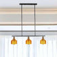 Black 3-Light Pendant Lighting Industrial Red/Yellow/Blue Glass Bowl Island Lamp Clearhalo 'Ceiling Lights' 'Island Lights' Lighting' 1419459