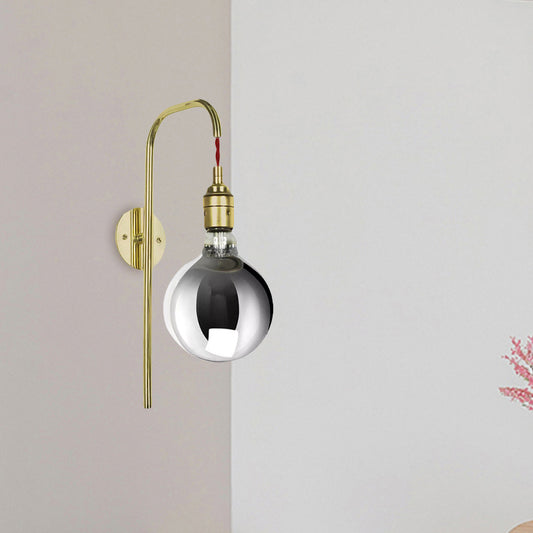 Chrome/Gold One Light Sconce Light Modern Clear Glass Globe Lighting Fixture for Living Room Clearhalo 'Cast Iron' 'Glass' 'Industrial' 'Modern wall lights' 'Modern' 'Tiffany' 'Traditional wall lights' 'Wall Lamps & Sconces' 'Wall Lights' Lighting' 1419548