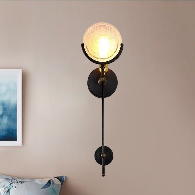 Torch Sconce Light Modern 1 Head Wall Lighting with Clear Glass Disk for Living Room Clearhalo 'Cast Iron' 'Glass' 'Industrial wall lights' 'Industrial' 'Middle century wall lights' 'Modern' 'Tiffany' 'Traditional wall lights' 'Wall Lamps & Sconces' 'Wall Lights' Lighting' 1419557