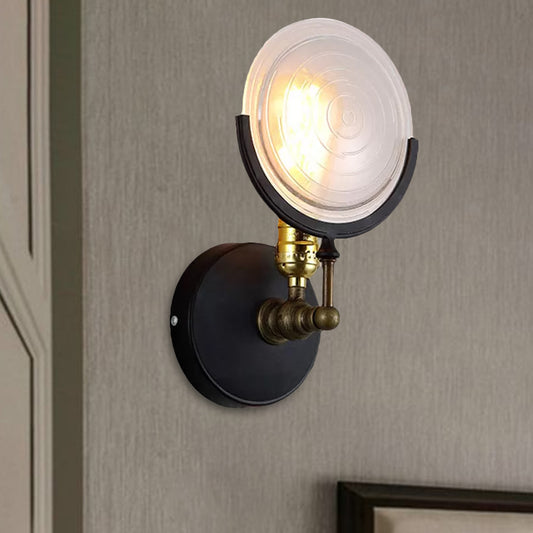 1 Lights Wall Mount Light with Clear Glass Disk Post Modern Wall Lighting for Kitchen Clearhalo 'Cast Iron' 'Glass' 'Industrial wall lights' 'Industrial' 'Middle century wall lights' 'Modern' 'Tiffany' 'Traditional wall lights' 'Wall Lamps & Sconces' 'Wall Lights' Lighting' 1419559