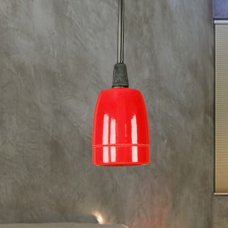 1 Head Mini Hanging Pendant Light with Adjustable Cord Retro Style Black/Red Ceramic Ceiling Hanging Light Clearhalo 'Art Deco Pendants' 'Black' 'Cast Iron' 'Ceiling Lights' 'Ceramic' 'Crystal' 'Industrial Pendants' 'Industrial' 'Metal' 'Middle Century Pendants' 'Pendant Lights' 'Pendants' 'Rustic Pendants' 'Tiffany' Lighting' 1419607