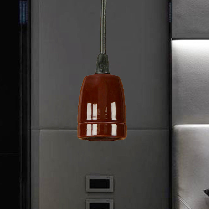 1 Head Mini Hanging Pendant Light with Adjustable Cord Retro Style Black/Red Ceramic Ceiling Hanging Light Clearhalo 'Art Deco Pendants' 'Black' 'Cast Iron' 'Ceiling Lights' 'Ceramic' 'Crystal' 'Industrial Pendants' 'Industrial' 'Metal' 'Middle Century Pendants' 'Pendant Lights' 'Pendants' 'Rustic Pendants' 'Tiffany' Lighting' 1419613