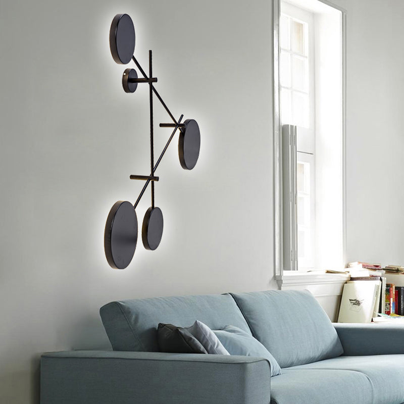 Round Wall Light Minimalist Acrylic LED 4 Lights Black Wall Sconce in Warm/White Light Black Clearhalo 'Modern wall lights' 'Modern' 'Wall Lamps & Sconces' 'Wall Lights' Lighting' 141969