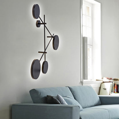 Round Wall Light Minimalist Acrylic LED 4 Lights Black Wall Sconce in Warm/White Light Black Clearhalo 'Modern wall lights' 'Modern' 'Wall Lamps & Sconces' 'Wall Lights' Lighting' 141969