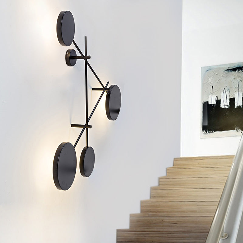 Round Wall Light Minimalist Acrylic LED 4 Lights Black Wall Sconce in Warm/White Light Black Warm Clearhalo 'Modern wall lights' 'Modern' 'Wall Lamps & Sconces' 'Wall Lights' Lighting' 141971