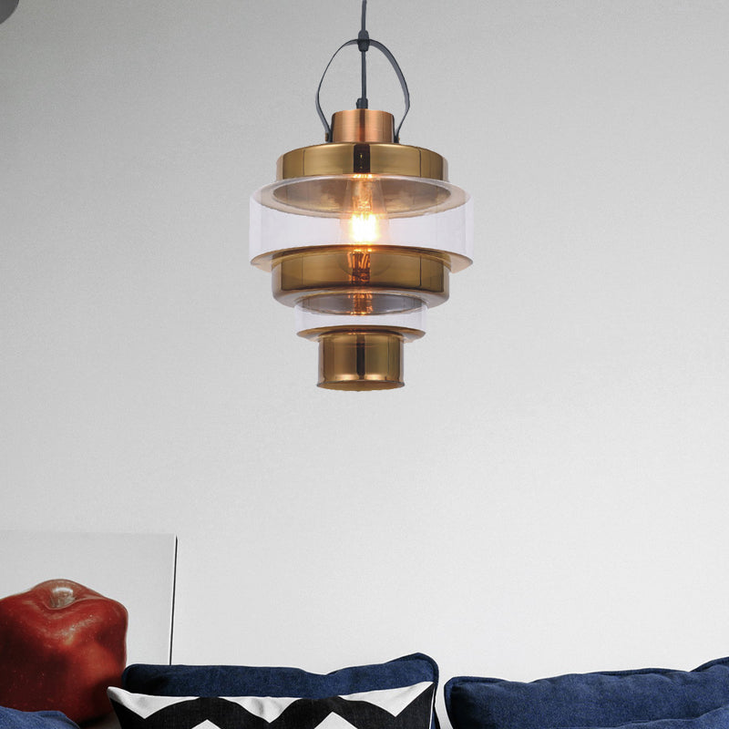 Silver/Brass/Rose Gold Ripple Pendant Ceiling Light Post-Modern Clear Glass 1 Light Living Room Hanging Lamp with Handle Clearhalo 'Ceiling Lights' 'Glass shade' 'Glass' 'Industrial Pendants' 'Industrial' 'Middle Century Pendants' 'Pendant Lights' 'Pendants' 'Tiffany' Lighting' 1419720