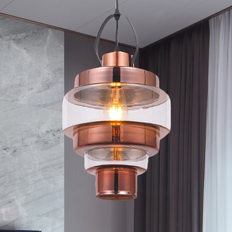 Silver/Brass/Rose Gold Ripple Pendant Ceiling Light Post-Modern Clear Glass 1 Light Living Room Hanging Lamp with Handle Clearhalo 'Ceiling Lights' 'Glass shade' 'Glass' 'Industrial Pendants' 'Industrial' 'Middle Century Pendants' 'Pendant Lights' 'Pendants' 'Tiffany' Lighting' 1419725