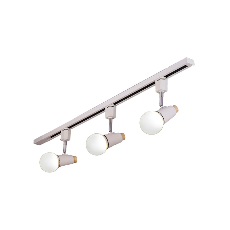 Metallic Linear Ceiling Light Fixture with Cup Shade Industrial 3/4 Heads Adjustable Semi Flush Track Lighting in Black/White Clearhalo 'Ceiling Lights' 'Close To Ceiling Lights' 'Close to ceiling' 'Flush mount' 'Industrial Flush Mount' Lighting' 141977