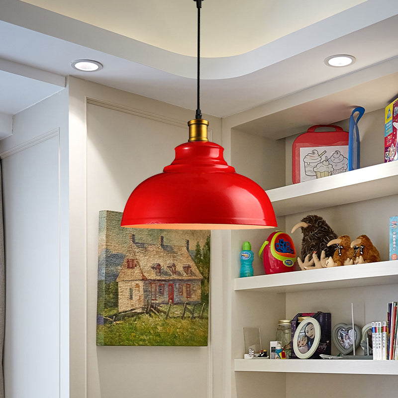 1 Head Ceiling Pendant Vintage Style Domed Metal Suspension Light with Cord in Black/Green for Living Room Clearhalo 'Art Deco Pendants' 'Cast Iron' 'Ceiling Lights' 'Ceramic' 'Crystal' 'Industrial Pendants' 'Industrial' 'Metal' 'Middle Century Pendants' 'Pendant Lights' 'Pendants' 'Tiffany' Lighting' 1419770