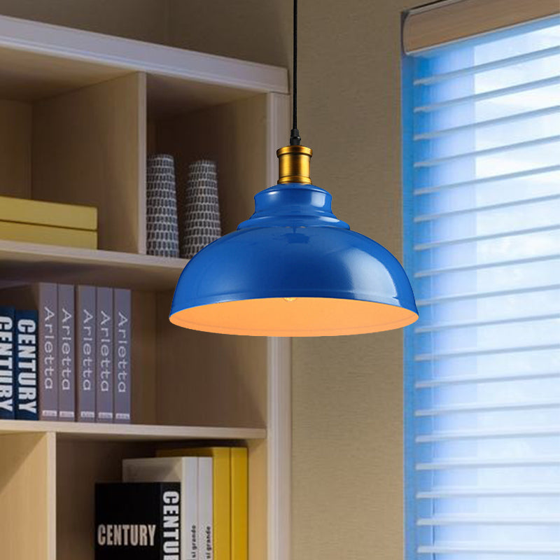 1 Head Ceiling Pendant Vintage Style Domed Metal Suspension Light with Cord in Black/Green for Living Room Clearhalo 'Art Deco Pendants' 'Cast Iron' 'Ceiling Lights' 'Ceramic' 'Crystal' 'Industrial Pendants' 'Industrial' 'Metal' 'Middle Century Pendants' 'Pendant Lights' 'Pendants' 'Tiffany' Lighting' 1419771