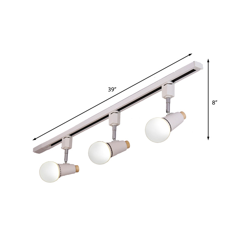 Metallic Linear Ceiling Light Fixture with Cup Shade Industrial 3/4 Heads Adjustable Semi Flush Track Lighting in Black/White Clearhalo 'Ceiling Lights' 'Close To Ceiling Lights' 'Close to ceiling' 'Flush mount' 'Industrial Flush Mount' Lighting' 141978