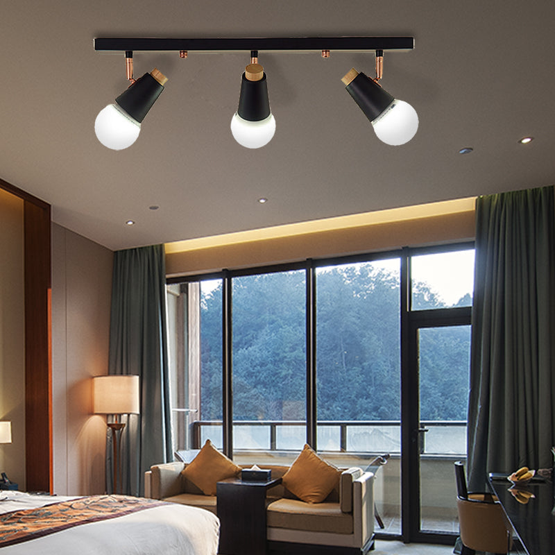 Metallic Linear Ceiling Light Fixture with Cup Shade Industrial 3/4 Heads Adjustable Semi Flush Track Lighting in Black/White 3 Copper Clearhalo 'Ceiling Lights' 'Close To Ceiling Lights' 'Close to ceiling' 'Flush mount' 'Industrial Flush Mount' Lighting' 141981