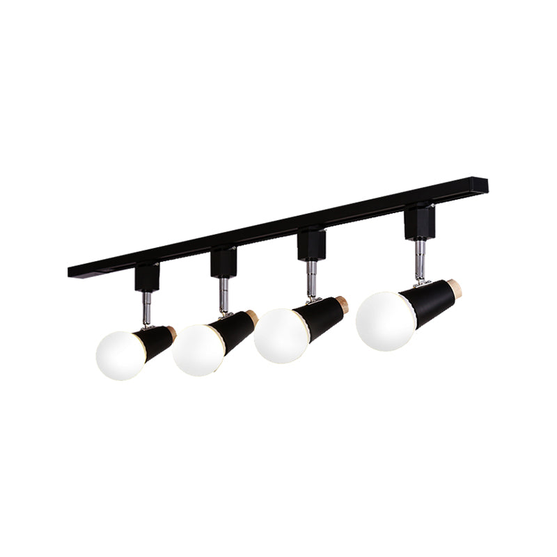 Metallic Linear Ceiling Light Fixture with Cup Shade Industrial 3/4 Heads Adjustable Semi Flush Track Lighting in Black/White Clearhalo 'Ceiling Lights' 'Close To Ceiling Lights' 'Close to ceiling' 'Flush mount' 'Industrial Flush Mount' Lighting' 141985