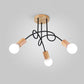 Open Bulb Metal Ceiling Flush Mount Loft Industrial 3/5 Lights Indoor Semi Mount Lighting with Wooden Cap Clearhalo 'Ceiling Lights' 'Close To Ceiling Lights' 'Close to ceiling' 'Semi-flushmount' Lighting' 1419853