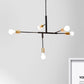 Branch Living Room Hanging Light with Open Bulb Industrial Metallic Multi Light Black Finish Chandelier Lamp Clearhalo 'Cast Iron' 'Ceiling Lights' 'Chandeliers' 'Industrial Chandeliers' 'Industrial' 'Metal' 'Middle Century Chandeliers' 'Rustic Chandeliers' 'Tiffany' Lighting' 1419888