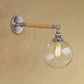 Vintage Orb Wall Lighting Fixture 1 Bulb Clear Glass Sconce Light in Chrome for Bathroom, 8"/4"/6" Wide Wooden Arm Clearhalo 'Industrial wall lights' 'Industrial' 'Middle century wall lights' 'Rustic wall lights' 'Tiffany' 'Wall Lamps & Sconces' 'Wall Lights' Lighting' 1419898