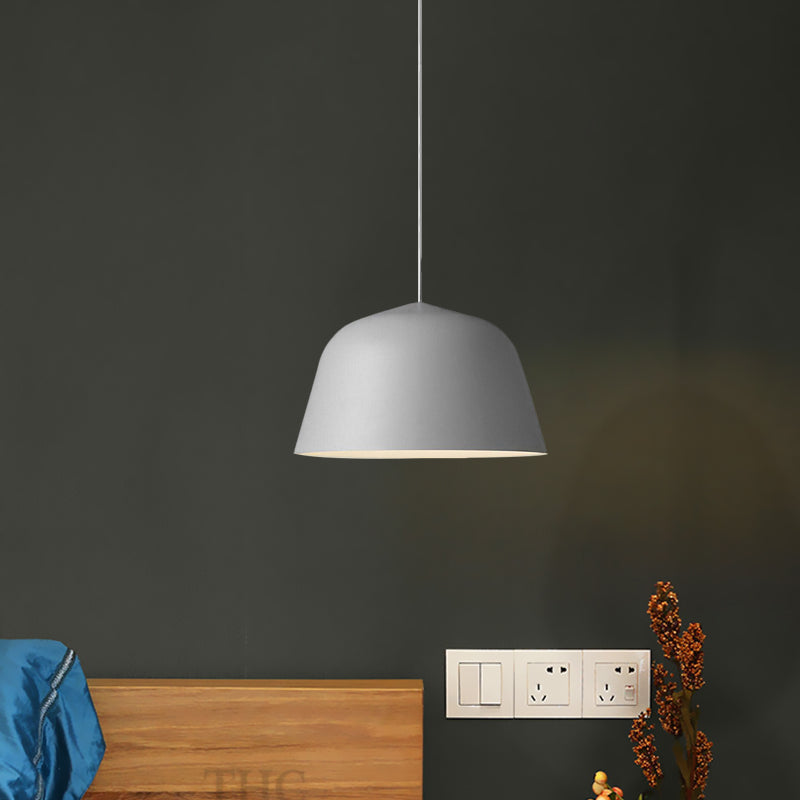 Nordic Style Dome Shade Hanging Ceiling Light 10"/16" Dia 1 Light Metal Pendant Lamp in Black/Green for Bedroom Clearhalo 'Ceiling Lights' 'Modern Pendants' 'Modern' 'Pendant Lights' 'Pendants' Lighting' 1419937