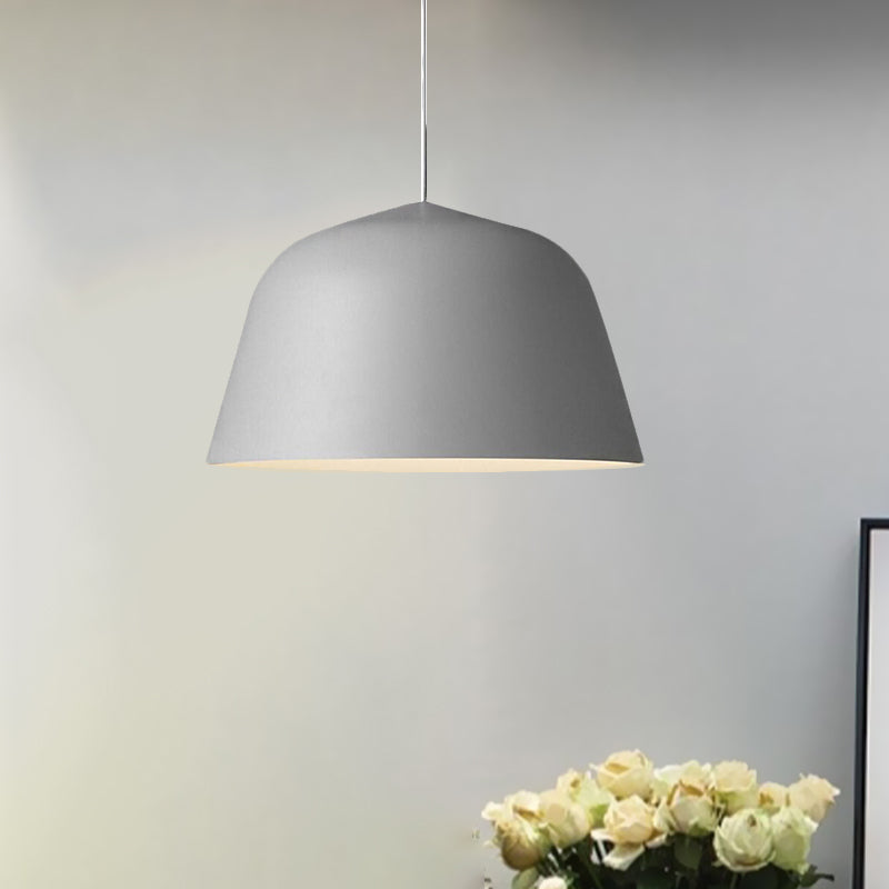 Nordic Style Dome Shade Hanging Ceiling Light 10"/16" Dia 1 Light Metal Pendant Lamp in Black/Green for Bedroom Clearhalo 'Ceiling Lights' 'Modern Pendants' 'Modern' 'Pendant Lights' 'Pendants' Lighting' 1419938
