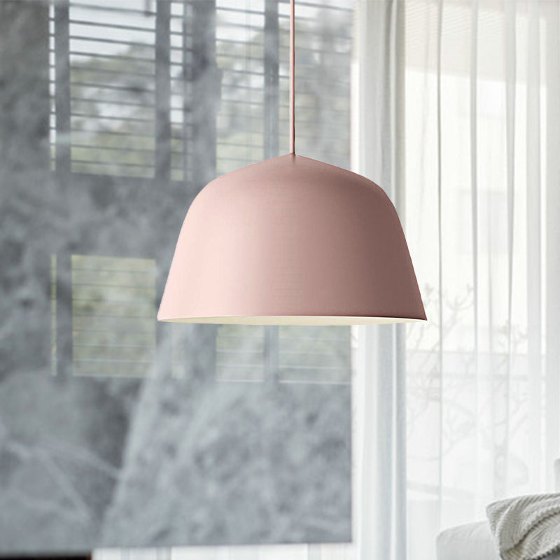 Nordic Style Dome Shade Hanging Ceiling Light 10"/16" Dia 1 Light Metal Pendant Lamp in Black/Green for Bedroom Clearhalo 'Ceiling Lights' 'Modern Pendants' 'Modern' 'Pendant Lights' 'Pendants' Lighting' 1419939