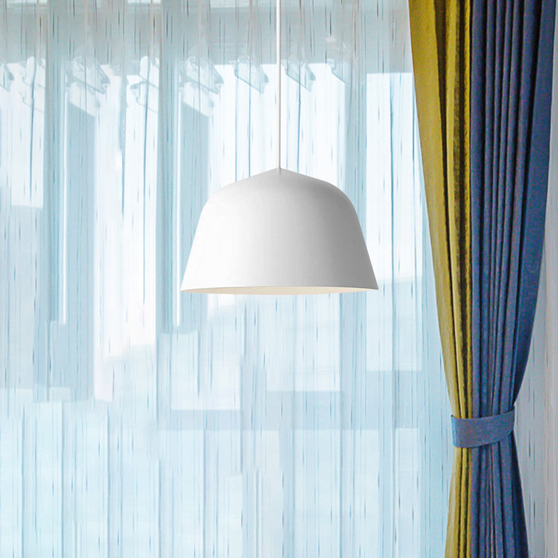 Nordic Style Dome Shade Hanging Ceiling Light 10"/16" Dia 1 Light Metal Pendant Lamp in Black/Green for Bedroom Clearhalo 'Ceiling Lights' 'Modern Pendants' 'Modern' 'Pendant Lights' 'Pendants' Lighting' 1419942