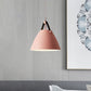 Modernist Conical Pendant Lighting 10.5"/14" W 1 Bulb Metallic Suspension Light with Leather Strap in Black/Blue over Table Clearhalo 'Ceiling Lights' 'Modern Pendants' 'Modern' 'Pendant Lights' 'Pendants' Lighting' 1419945