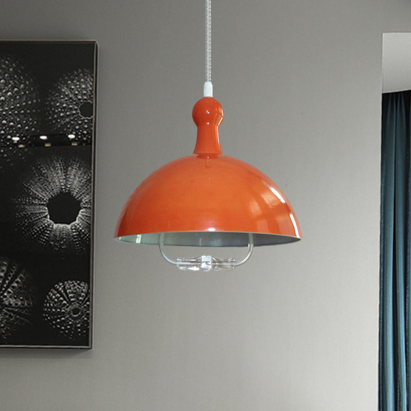1 Head Extendable Domed Hanging Fixture Industrial Style Chrome/Red Aluminum Ceiling Pendant with Handle Clearhalo 'Art Deco Pendants' 'Cast Iron' 'Ceiling Lights' 'Ceramic' 'Crystal' 'Industrial Pendants' 'Industrial' 'Metal' 'Middle Century Pendants' 'Pendant Lights' 'Pendants' 'Tiffany' Lighting' 1419960
