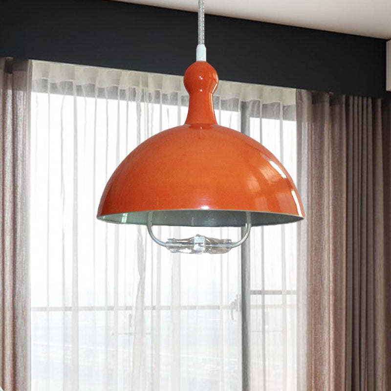 1 Head Extendable Domed Hanging Fixture Industrial Style Chrome/Red Aluminum Ceiling Pendant with Handle Clearhalo 'Art Deco Pendants' 'Cast Iron' 'Ceiling Lights' 'Ceramic' 'Crystal' 'Industrial Pendants' 'Industrial' 'Metal' 'Middle Century Pendants' 'Pendant Lights' 'Pendants' 'Tiffany' Lighting' 1419961