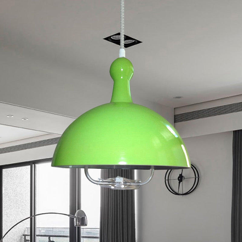 1 Head Extendable Domed Hanging Fixture Industrial Style Chrome/Red Aluminum Ceiling Pendant with Handle Clearhalo 'Art Deco Pendants' 'Cast Iron' 'Ceiling Lights' 'Ceramic' 'Crystal' 'Industrial Pendants' 'Industrial' 'Metal' 'Middle Century Pendants' 'Pendant Lights' 'Pendants' 'Tiffany' Lighting' 1419963