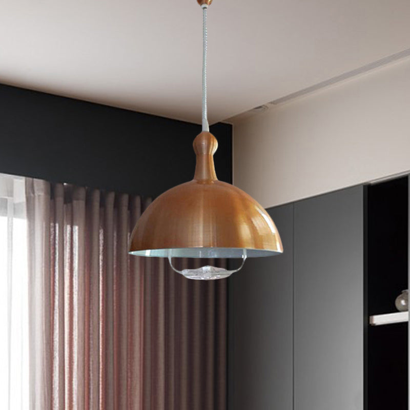1 Head Extendable Domed Hanging Fixture Industrial Style Chrome/Red Aluminum Ceiling Pendant with Handle Clearhalo 'Art Deco Pendants' 'Cast Iron' 'Ceiling Lights' 'Ceramic' 'Crystal' 'Industrial Pendants' 'Industrial' 'Metal' 'Middle Century Pendants' 'Pendant Lights' 'Pendants' 'Tiffany' Lighting' 1419969