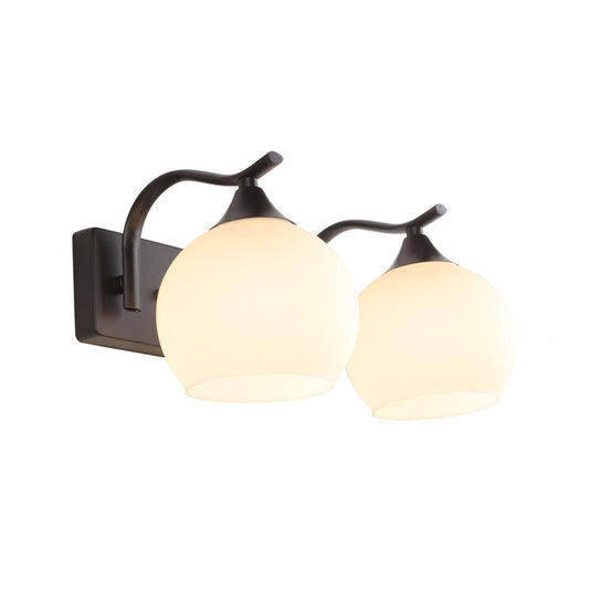 2 Lights Frosted Glass Wall Sconce Light Industrial Black Bubble Living Room Lighting Fixture Clearhalo 'Cast Iron' 'Glass' 'Industrial' 'Modern wall lights' 'Modern' 'Tiffany' 'Traditional wall lights' 'Wall Lamps & Sconces' 'Wall Lights' Lighting' 142004