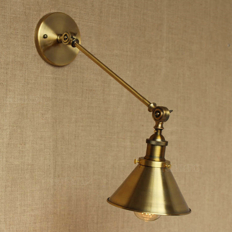 Brass/Bronze 1 Bulb Wall Lamp Vintage Style Metal Tapered Sconce Lighting for Bedroom Bedside Clearhalo 'Art deco wall lights' 'Cast Iron' 'Glass' 'Industrial wall lights' 'Industrial' 'Middle century wall lights' 'Modern' 'Rustic wall lights' 'Tiffany' 'Traditional wall lights' 'Wall Lamps & Sconces' 'Wall Lights' Lighting' 1420177