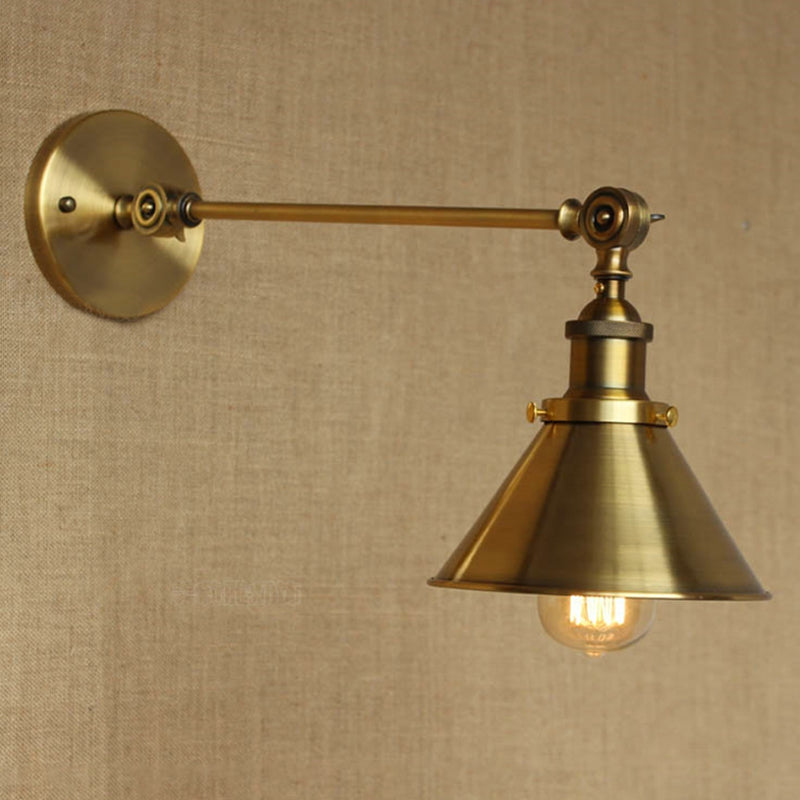 Brass/Bronze 1 Bulb Wall Lamp Vintage Style Metal Tapered Sconce Lighting for Bedroom Bedside Clearhalo 'Art deco wall lights' 'Cast Iron' 'Glass' 'Industrial wall lights' 'Industrial' 'Middle century wall lights' 'Modern' 'Rustic wall lights' 'Tiffany' 'Traditional wall lights' 'Wall Lamps & Sconces' 'Wall Lights' Lighting' 1420178