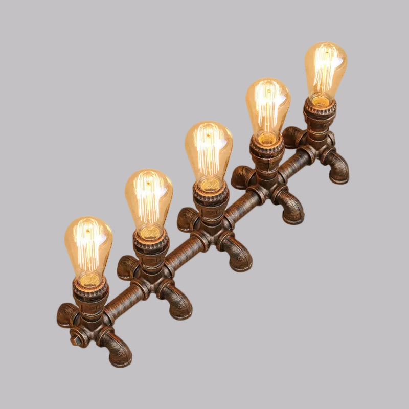 Bronze 2/3 Lights Standing Table Light Industrial Metallic Open Bulb Table Lighting with Pipe Design for Coffee Shop Clearhalo 'Lamps' 'Table Lamps' Lighting' 1420273