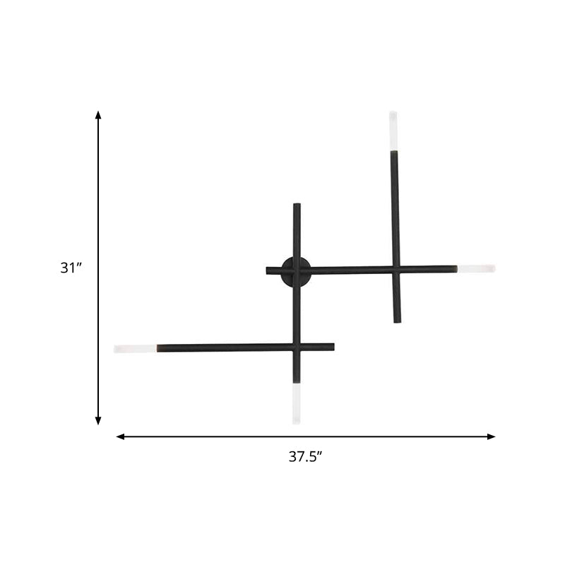 Metal Crossed Lines Wall Sconce Light Simplicity 4 Lights Black/Gold Wall Lamp in Warm/White Light Clearhalo 'Cast Iron' 'Glass' 'Industrial' 'Modern wall lights' 'Modern' 'Tiffany' 'Traditional wall lights' 'Wall Lamps & Sconces' 'Wall Lights' Lighting' 142033